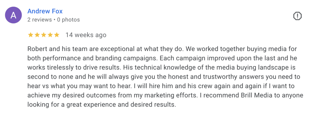 Brill Media client testimonial